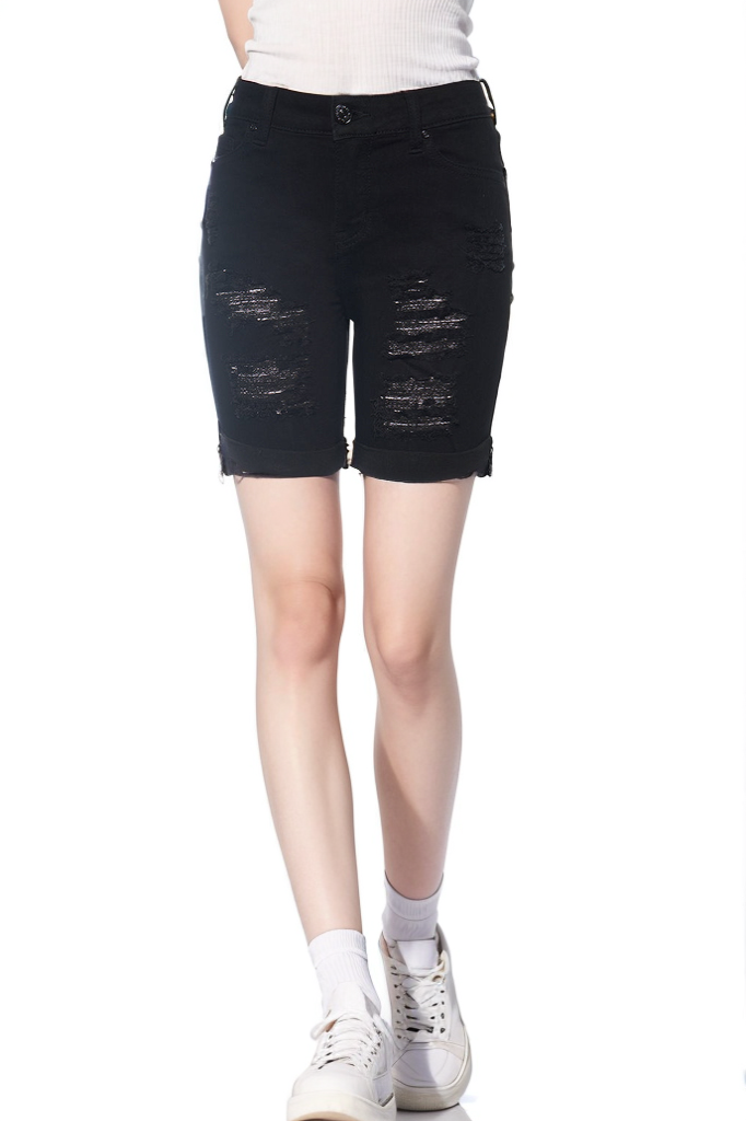 BLACK DISTRESSED SHORTS-WSP/5.50-PKG/12-SIZE/1.3.5.7.9x2.11x2.13x2.15.17